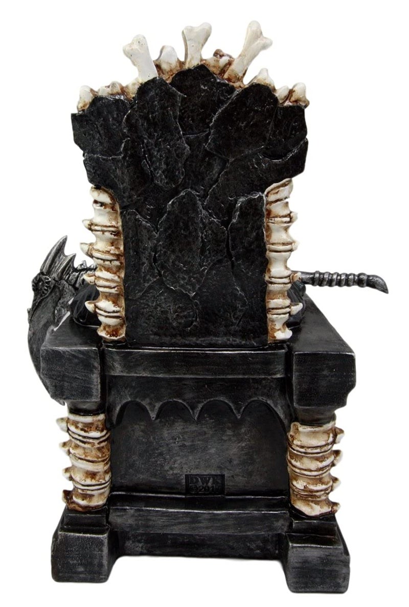 Ebros Gift Black Holy Death Grim Reaper Sitting On Skeleton Throne Figurine 10.5" Tall Time Waits for No Man Angel of Death with Scythe As Ossuary Home Decor Eternal Death Gates of Hades - Image 4